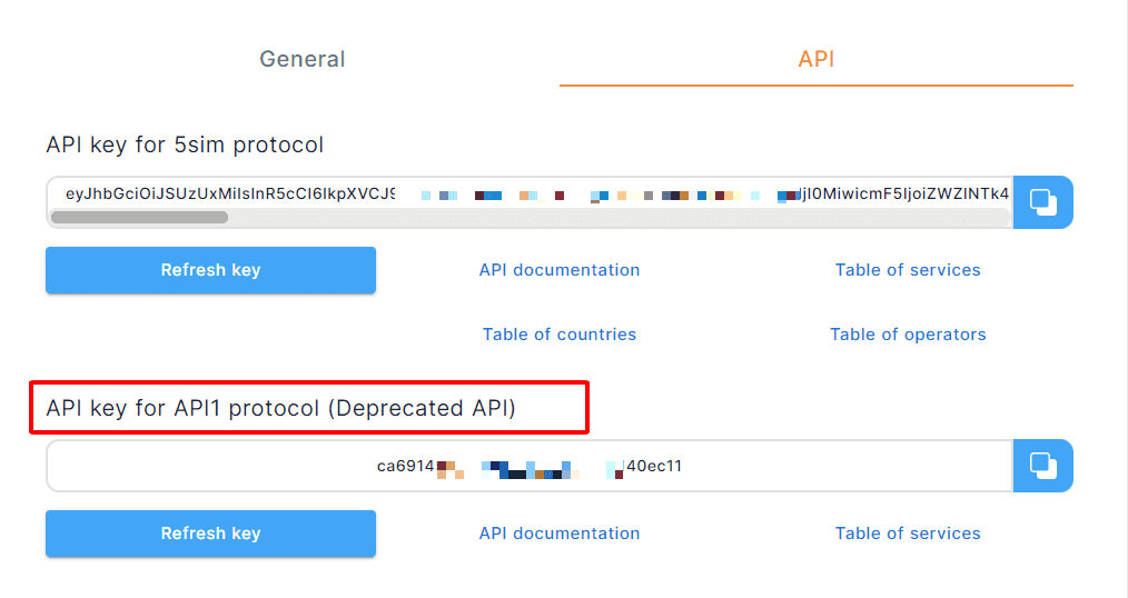 5sim.net API key