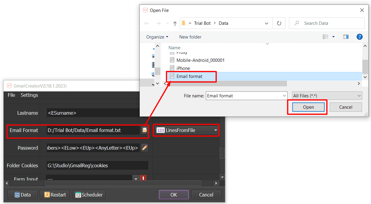 Gmail Generator - import email format
