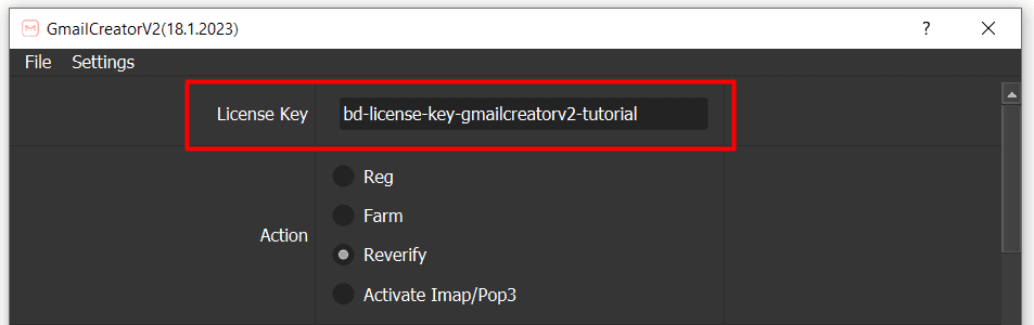 Gmail account creator - license key