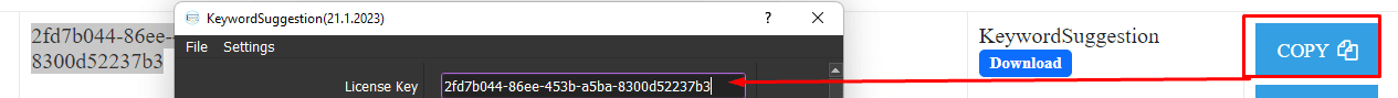 License Key - KeywordSuggestion 