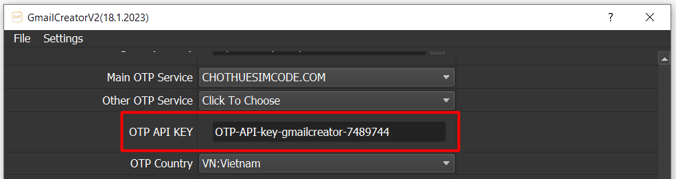 Gmail bot - OTP API key