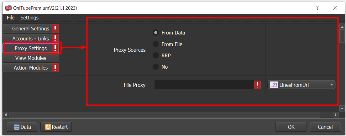 
YouTube view software - Proxy setting
