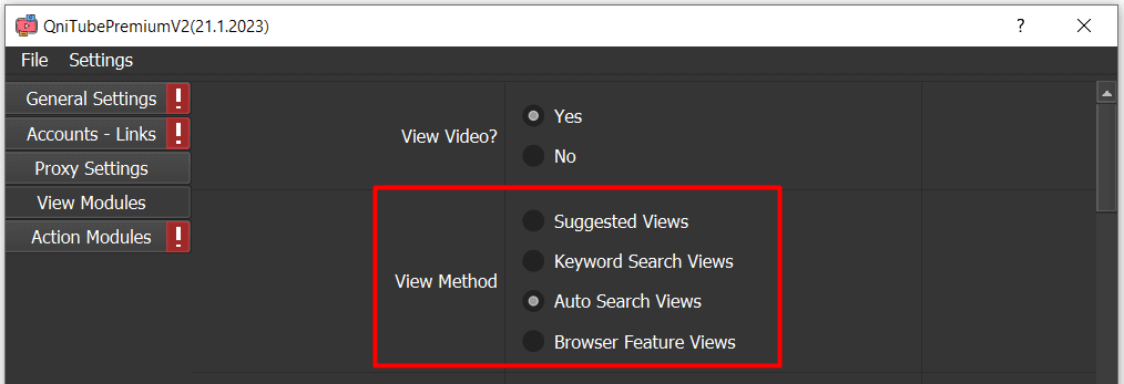 Youtube view tool - auto search view method