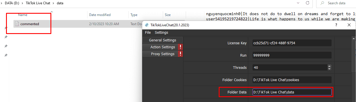 data folder to store commented results - Tiktok comment bot