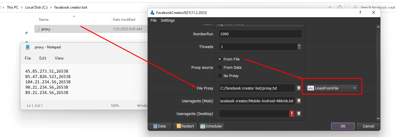 proxy file - Facebook creator software