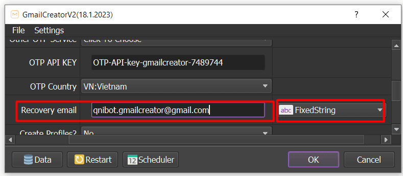 Gmail Generator - FixedString Recovery email