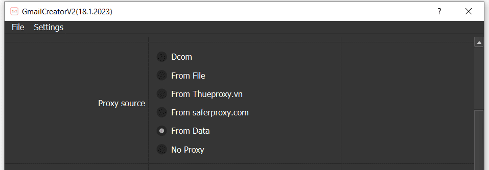 Proxy from data - gmail bot