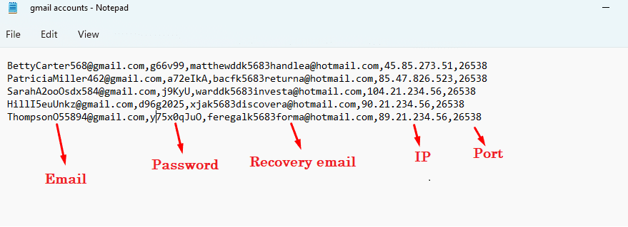 gmail accounts format - Backlink traffic bot