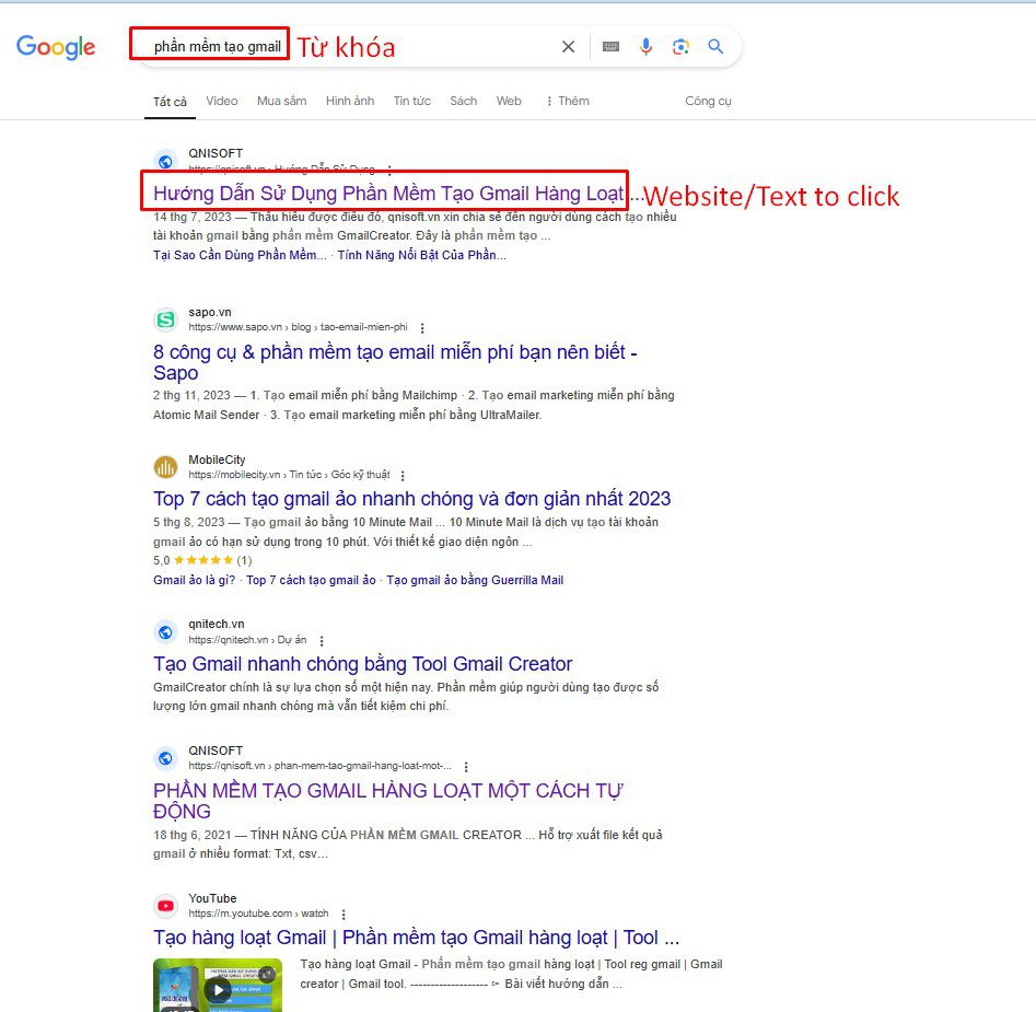 Ví dụ về nhập thông tin trong phần mềm SEO tốt nhất