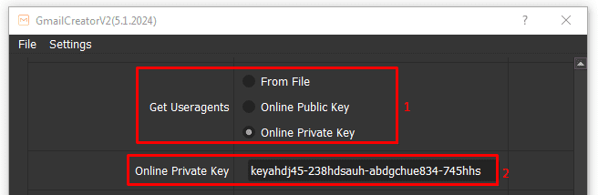 GmailCreator - useragent - online private key