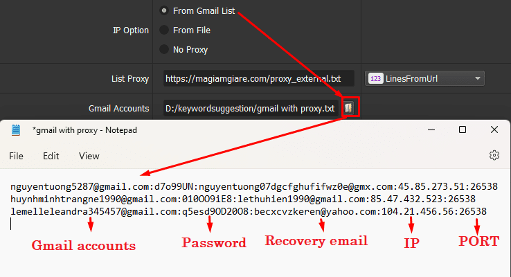 gmail accounts - make your keywords on the suggested page