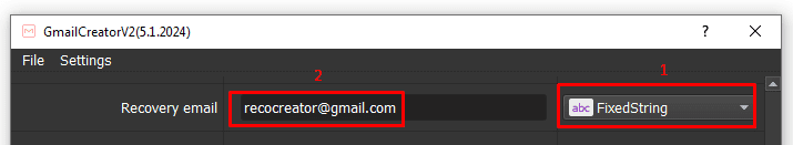 Gmail Generator - FixedString - Recovery email