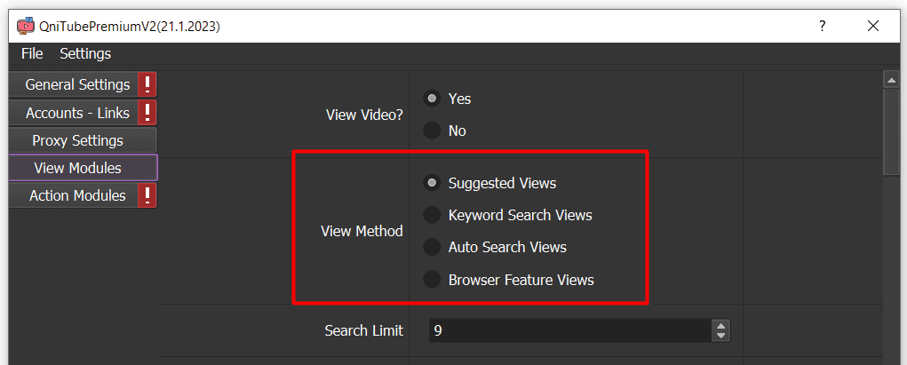 YouTube view tool - suggested views method