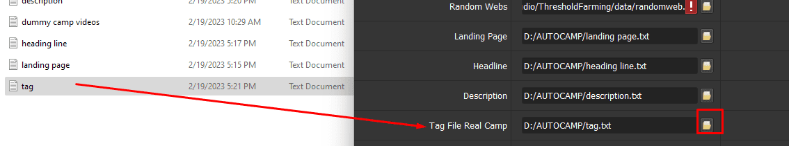 tag file for running ads search campaign