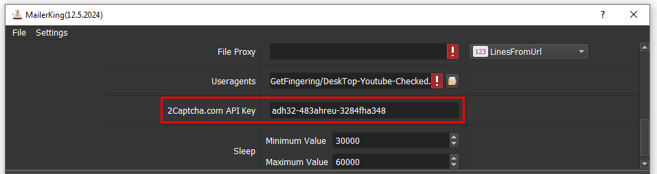 mass email sender - key captcha