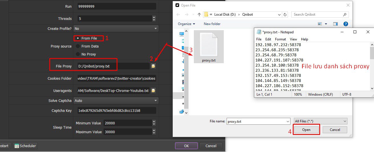 File lưu danh sách proxy trong phần mềm tạo tài khoản Twitter