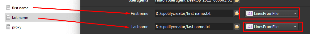 first names & last names - register unlimited Spotify accounts