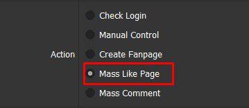 Mass like page - Phần mềm tăng like Facebook