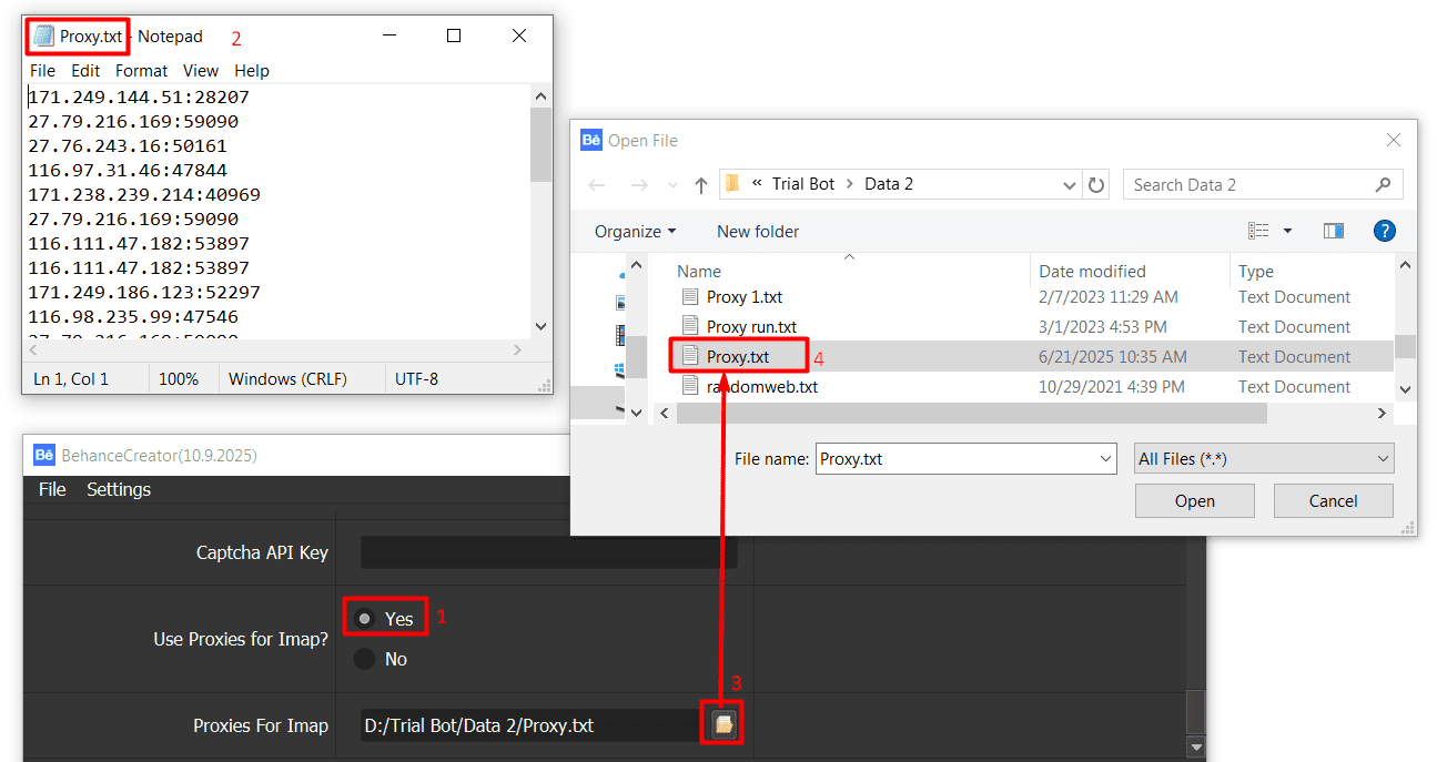 use proxy for imap - behance creator