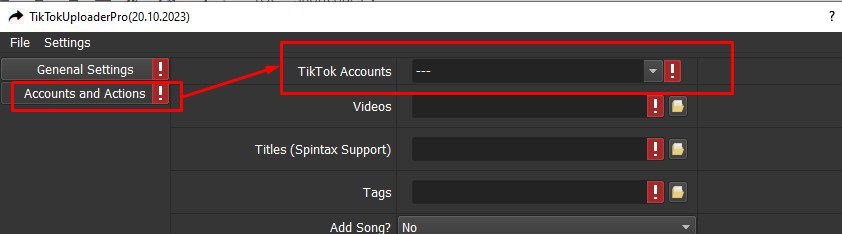 Nhập tài khoản Tiktok vào phần mềm upload video Tiktok