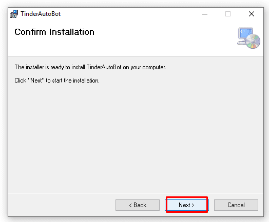 confirm installation - Tinder bot