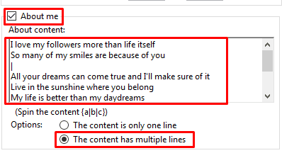About me - many lines - Tinder bot