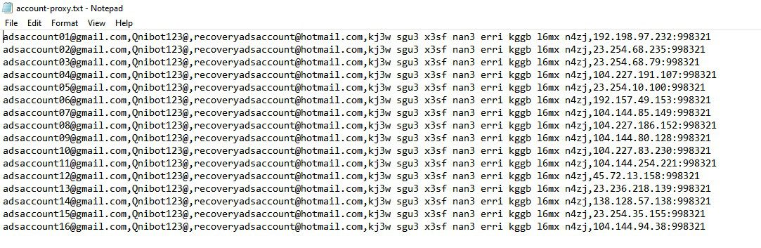 Định dạng tài khoản - Tool kháng Gmail