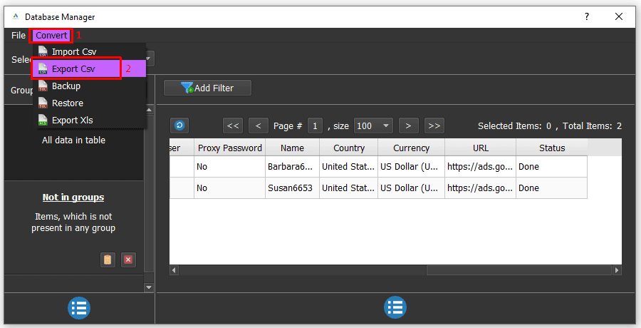 mcc account creator - export csv