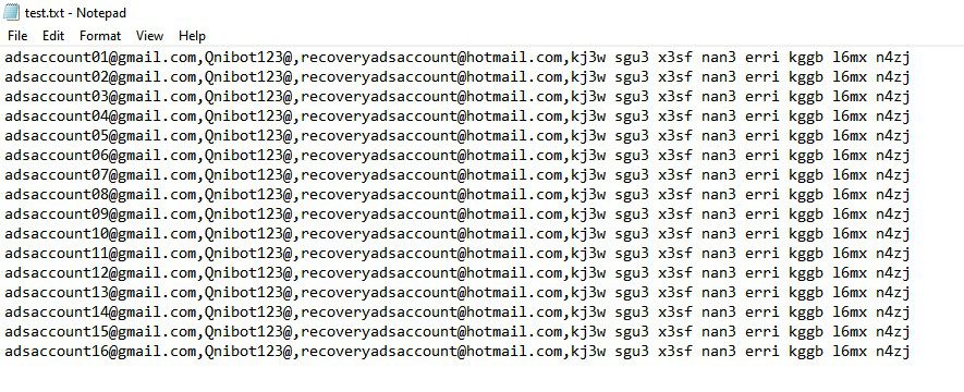 Định dạng tài khoản - Tool kháng Gmail