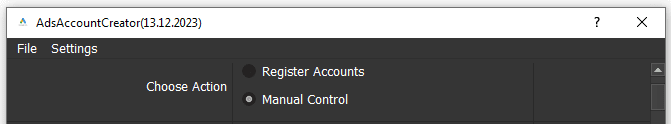 mcc account creator - manual control - choose action