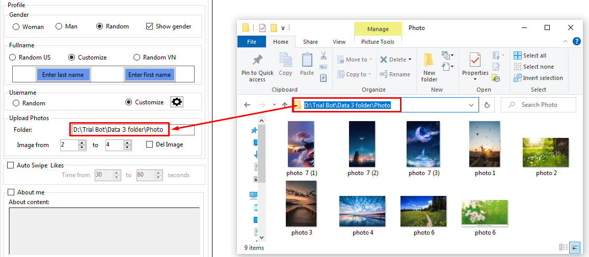 Photo folder - Tinder auto bot