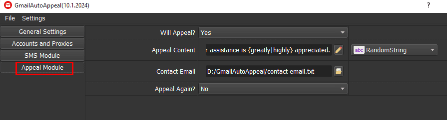 appeal gmail accounts in bulk - contact email and appeal content