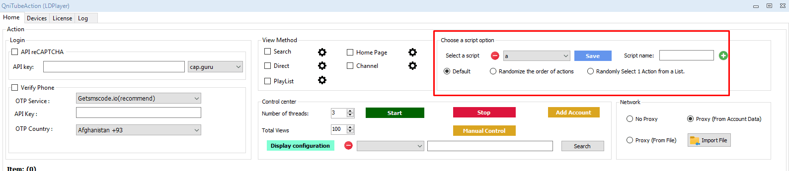 choose a script option - youtube views bot