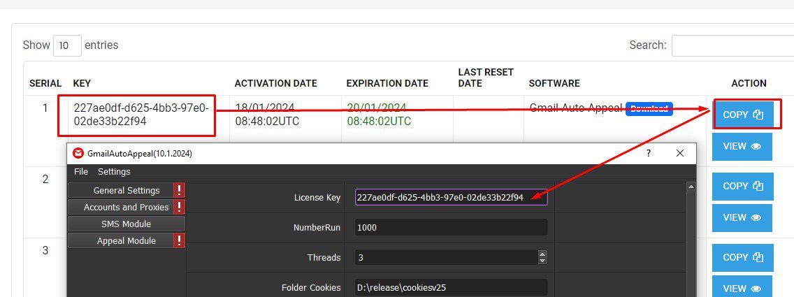Nhập KEY - Tool kháng Gmail