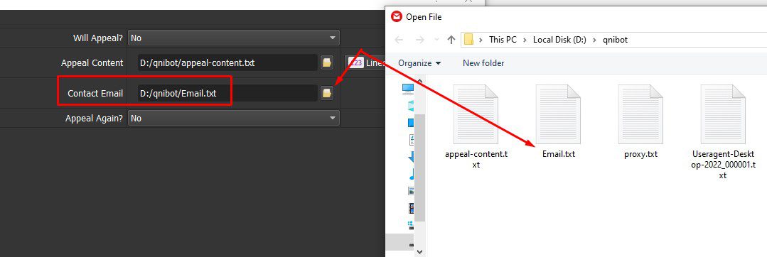 Email liên hệ trong tool kháng Gmail