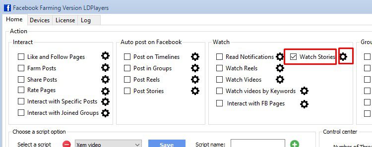 Chạy chức năng xem story - Phần mềm Facebook marketing