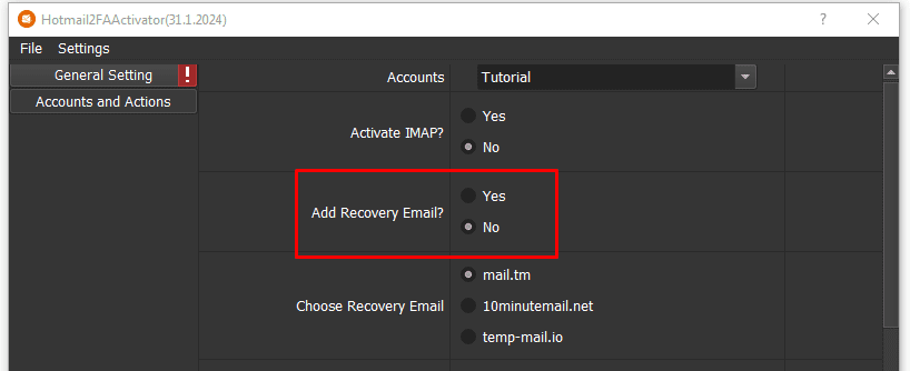add recovery email - no - activate 2fa for hotmail