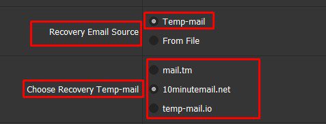 Chọn website tempmail - Tool bật 2FA Hotmail
