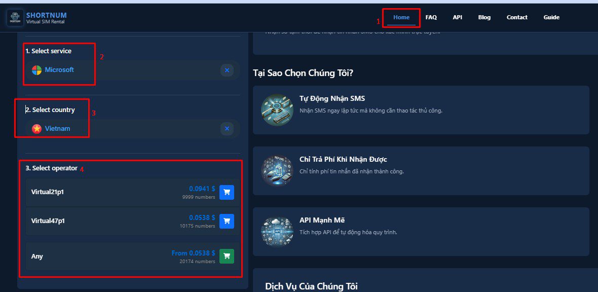 Chọn nhà mạng trong phần mềm thêm số điện thoại Hotmail