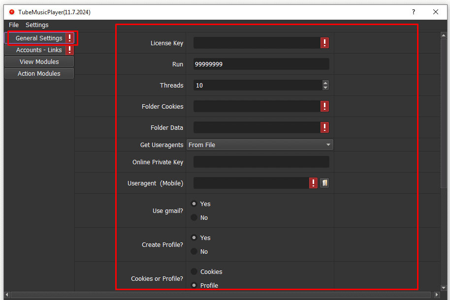 general settings- increase youtube music plays