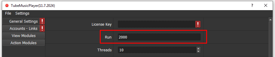 run - increase youtube music plays