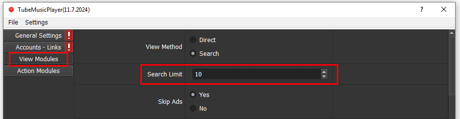 search limit- increase youtube music plays