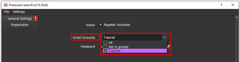 email accounts - auto create Pinterest accounts