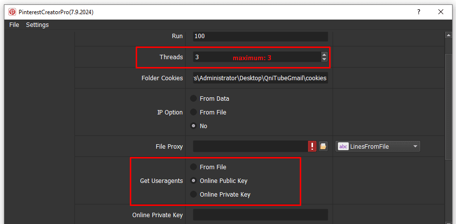 get useragent - online public key  - auto create Pinterest accounts