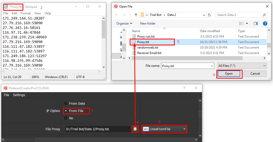 IP Option - from file  - Pinterest account creator