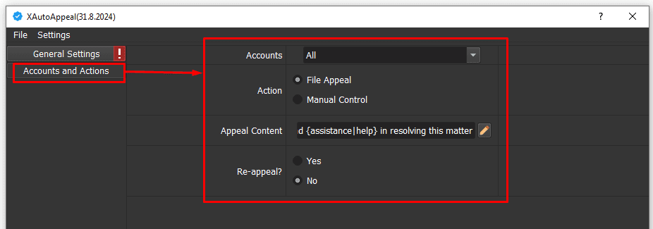 accounts and action  - X auto tool
