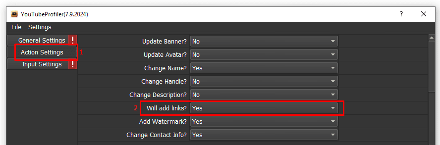 will ads links  - manage multiple youtube channels