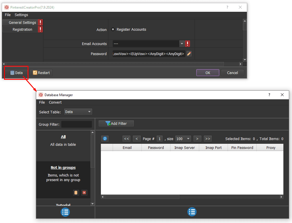 import email accounts  - auto create Pinterest accounts