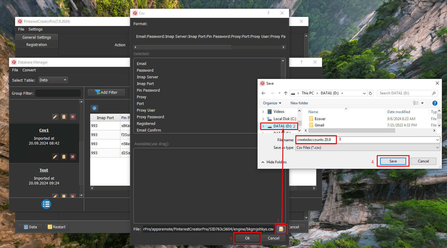 export accounts - Pinterest account creator