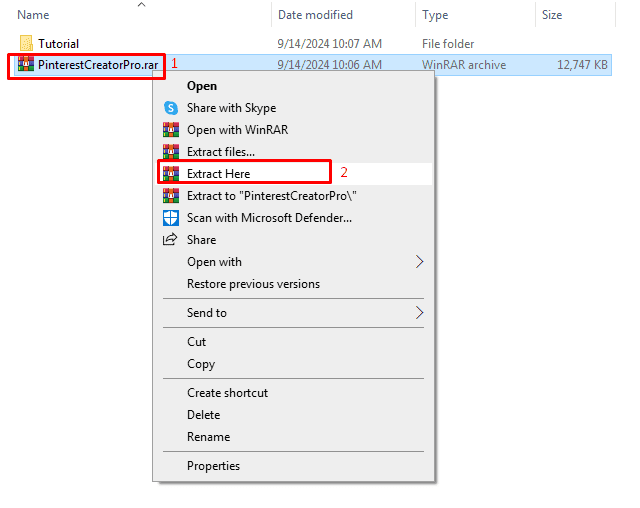 extract file - Pinterest account creator